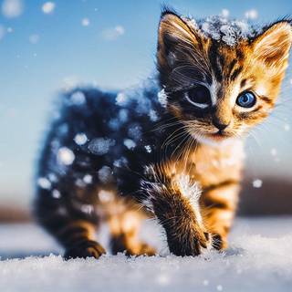 Cute kittens winter wallpaper