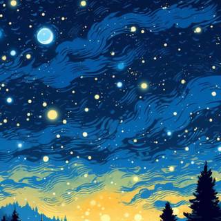 Night illustration wallpaper