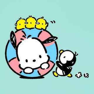 Pochacco and Hello Kitty wallpaper