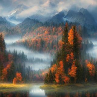 Autumn fog wallpaper