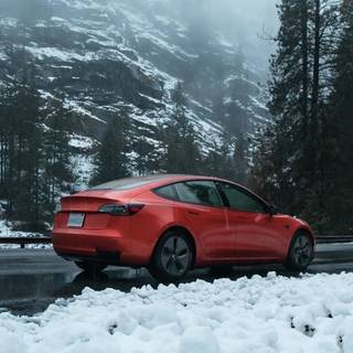 Tesla winter wallpaper