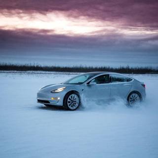 Tesla winter wallpaper