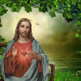Jesus green wallpaper