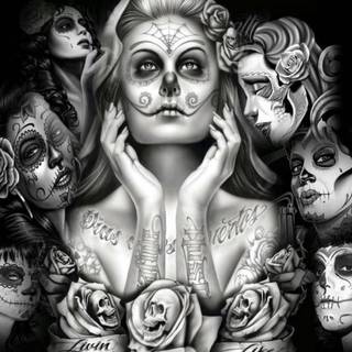 Sugar skull girly wallpaper