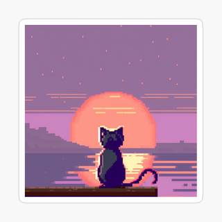 Pixel art cat wallpaper