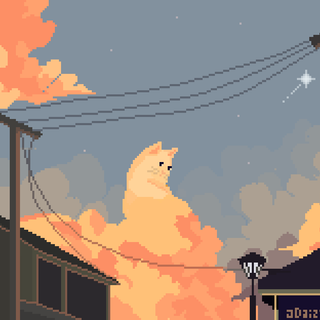 Pixel art cat wallpaper