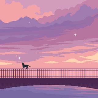 Pixel art cat wallpaper