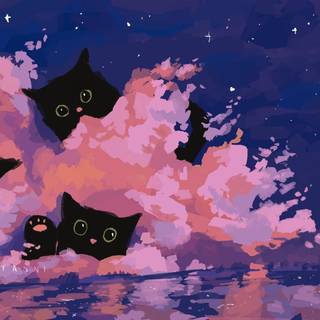 Pixel art cat wallpaper