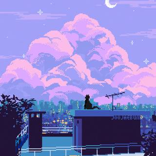 Pixel art cat wallpaper