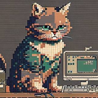 Pixel art cat wallpaper
