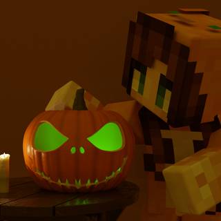 Minecraft Halloween PC wallpaper