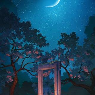 Anime night iPhone wallpaper