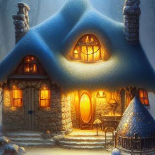 Winter scenery cottages wallpaper