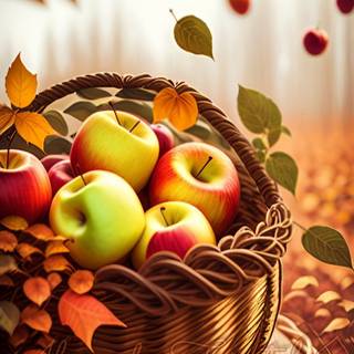 Autumn fruit basket wallpaper