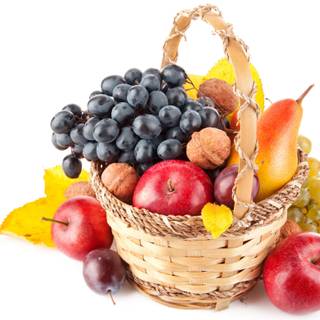 Autumn fruit basket wallpaper