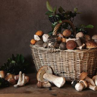 Autumn fruit basket wallpaper