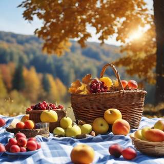 Autumn fruit basket wallpaper