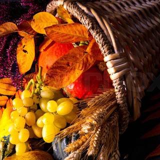 Autumn fruit basket wallpaper