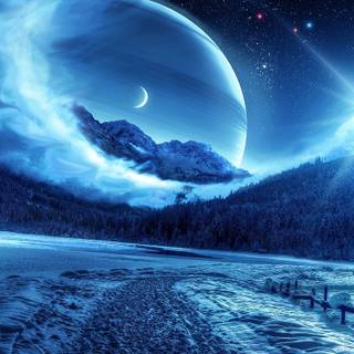 Winter night nature wallpaper