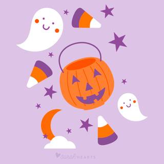Preppy Halloween ghost wallpaper