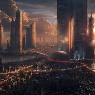 Fantasy city 4k wallpaper