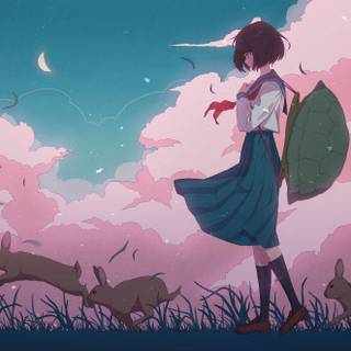 Simple anime desktop wallpaper