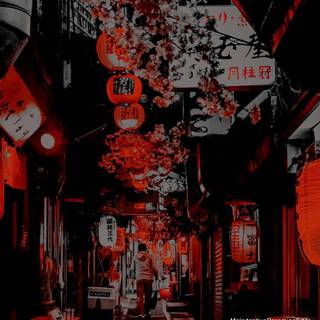 Red aesthetic Japanese wallpaper