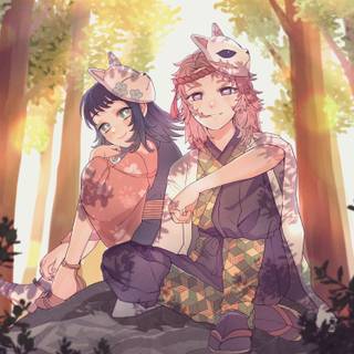 Sabito and Makomo wallpaper