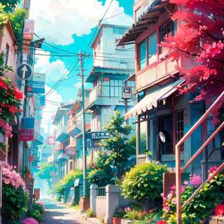 City anime iPhone wallpaper