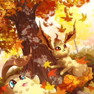 Pokémon autumn season phone wallpaper