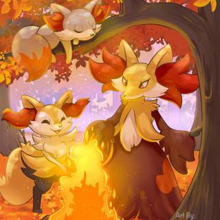 Pokémon autumn season phone wallpaper