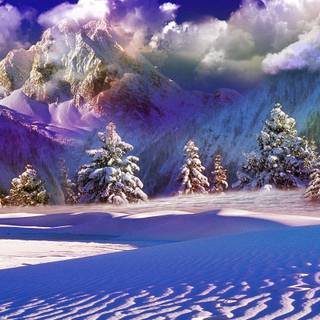 Purple winter scenery wallpaper