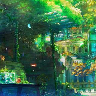 Green dual monitor wallpaper