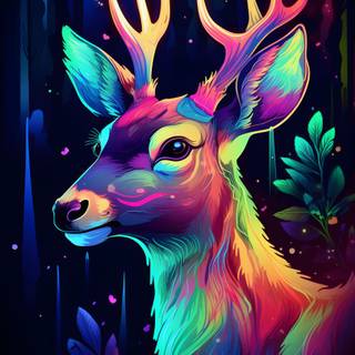 Neon deer wallpaper