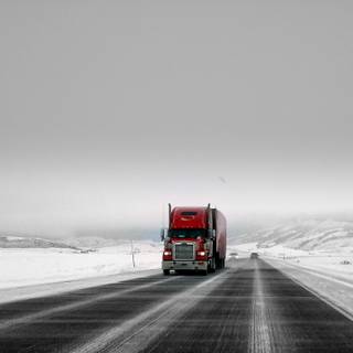 Truck winter road wallpaper