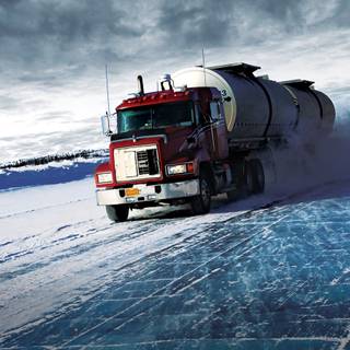 Truck winter road wallpaper
