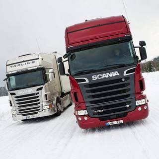 Truck winter road wallpaper