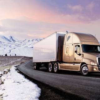 Truck winter road wallpaper