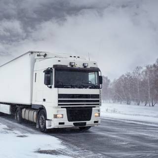 Truck winter road wallpaper