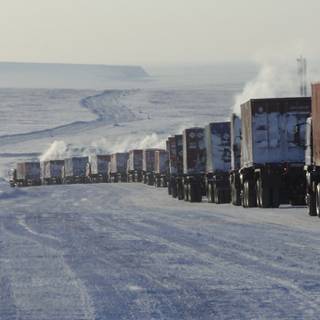 Truck winter road wallpaper