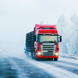 Truck winter road wallpaper