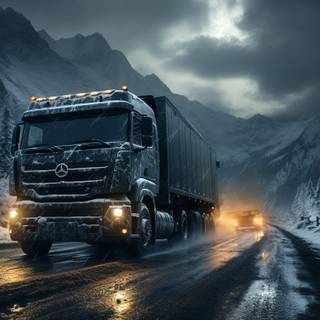 Truck winter road wallpaper