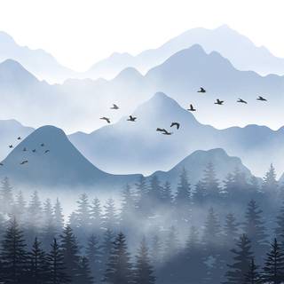 Foggy forest winter wallpaper