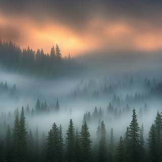 Misty winter forest wallpaper