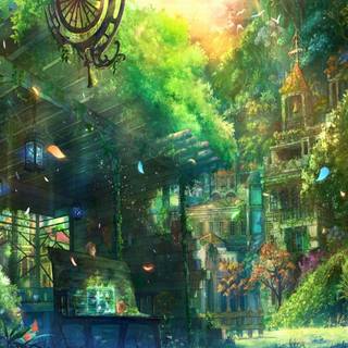 Aesthetic anime nature desktop wallpaper