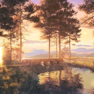 Aesthetic anime nature desktop wallpaper