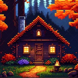 Autumn forest pixel wallpaper