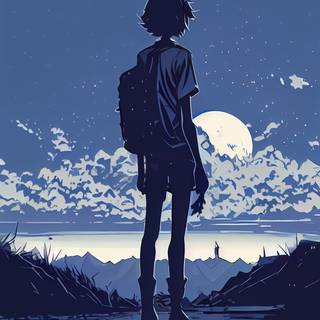 Blue anime iPhone wallpaper