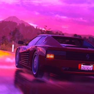 Car retrowave wallpaper