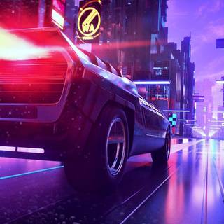 Car retrowave wallpaper